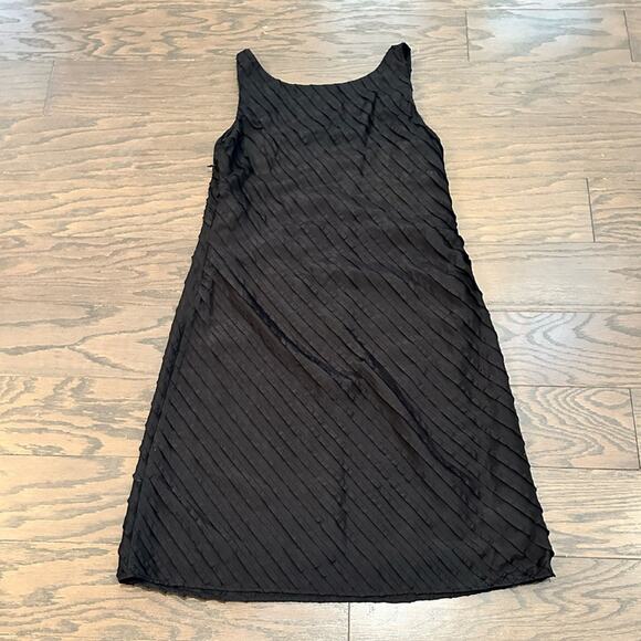 Eileen Fisher Silk Ruffle Tier Black Dress Size 10 - Picture 4 of 10